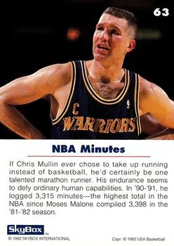 1992 SkyBox USA Chris Mullin #63 card back image