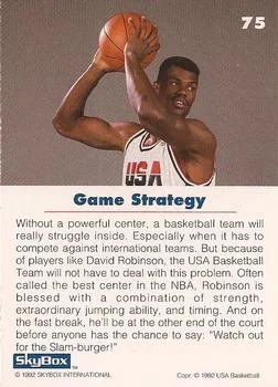 1992 SkyBox USA David Robinson #75 card back image