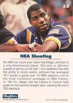 1992 SkyBox USA Earvin "Magic" Johnson #35 card back image