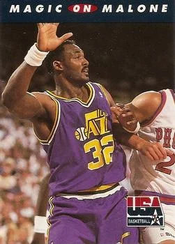 1992 SkyBox USA Magic Johnson / Karl Malone #106 card image