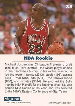 1992 SkyBox USA Michael Jordan #38 card back image
