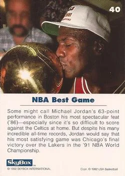 1992 SkyBox USA Michael Jordan #40 card back image