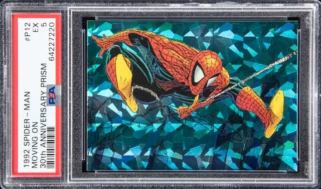 1992 Spider-Man 30th Anniversary Prism Moving On #P12 card image