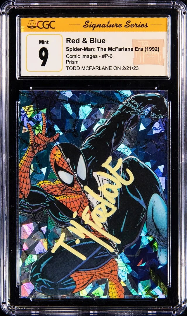1992 Spider-Man The McFarlane Era Prism Red & Blue, #P-6 card image