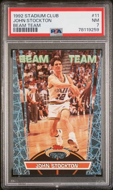 1992 Stadium Club John Stockton Beam Team Members Only #11 card image