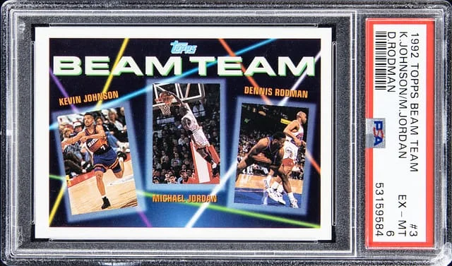 1992 Topps Michael Jordan, Kevin Johnson, Dennis Rodman Beam Team #3 card image