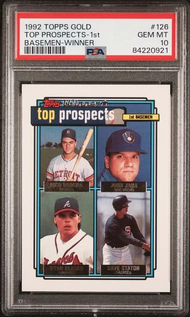 1992 Topps Rico Brogna/John Jaha/Ryan Klesko/Dave Staton Gold 1st Basemen-Winner #126 card image