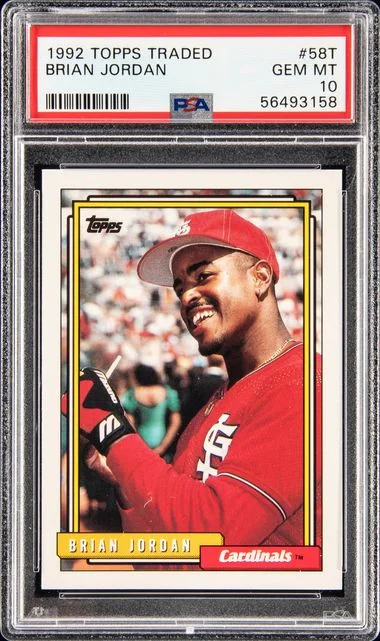 1992 Topps Traded Brian Jordan #58T card image