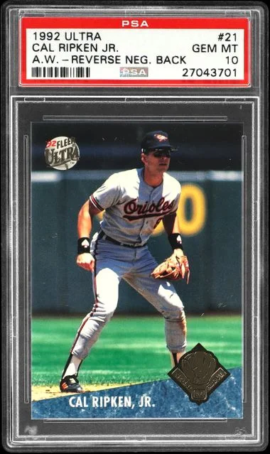 1992 Ultra Cal Ripken Jr. Award Winners Reverse Neg. Back #21 card image