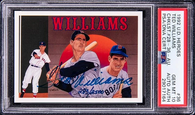 1992 Upper Deck Autograph #36 Ted Williams Heroes Checklist #28-36 card image