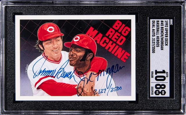 1992 Upper Deck Baseball Johnny Bench/Joe Morgan Heroes #45 card image