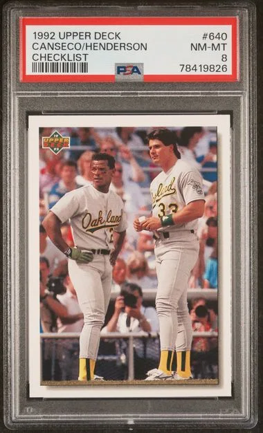 1992 Upper Deck Canseco/Henderson Checklist #640 card image
