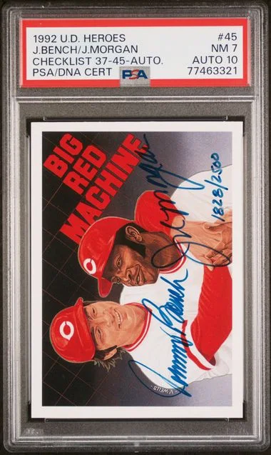 1992 Upper Deck Johnny Bench/Joe Morgan Heroes Checklist 37-45 Autographs #45 card image