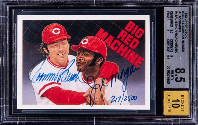 1992 Upper Deck Johnny Bench/Joe Morgan Heroes Autographs #45AU card image