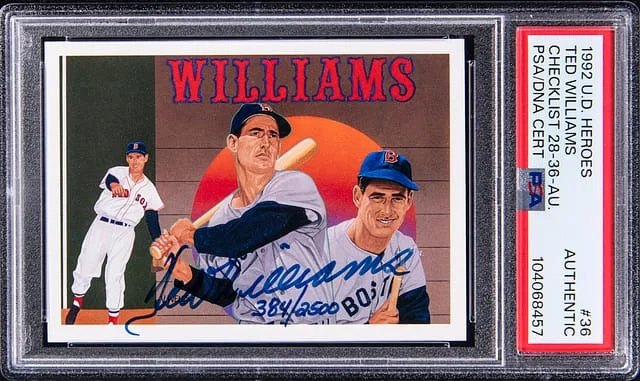 1992 Upper Deck Ted Williams Heroes Checklist 28-36 Autograph #36 card image