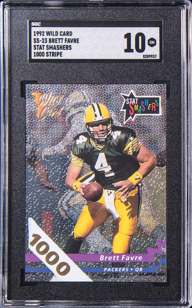 1992 Wild Card Brett Favre, Stat Smashers, 1000 Stripe #SS-23 card image