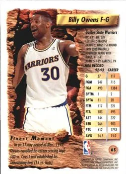 1993-94 Finest Billy Owens #65 card back image