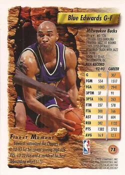 1993-94 Finest Blue Edwards #73 card back image
