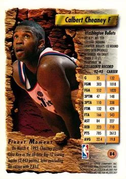 1993-94 Finest Calbert Cheaney #84 card back image