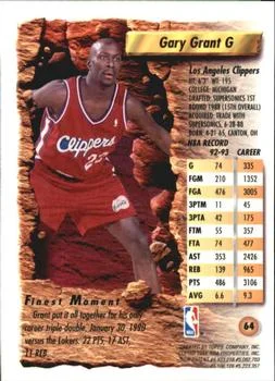1993-94 Finest Gary Grant #64 card back image