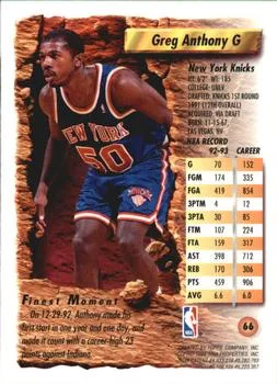 1993-94 Finest Greg Anthony #66 card back image