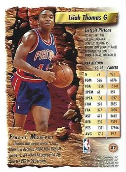 1993-94 Finest Isiah Thomas #87 card back image