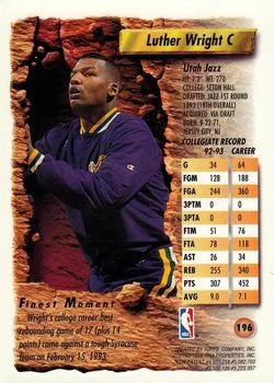 1993-94 Finest Luther Wright #196 card back image