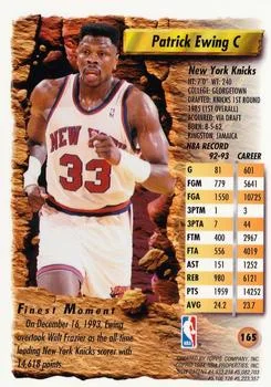 1993-94 Finest Patrick Ewing #165 card back image