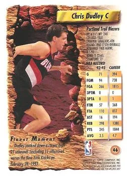 1993-94 Finest Chris Dudley Refractor #46 card back image