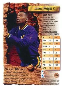 1993-94 Finest Luther Wright [Refractors] Refractors #196 card back image