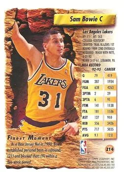 1993-94 Finest Sam Bowie Refractor #214 card back image