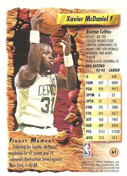 1993-94 Finest Xavier McDaniel [Refractors] Refractors #61 card back image