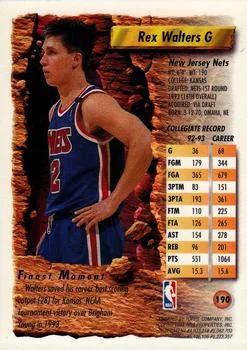 1993-94 Finest Rex Walters #190 card back image