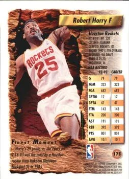 1993-94 Finest Robert Horry #175 card back image