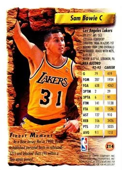 1993-94 Finest Sam Bowie #214 card back image