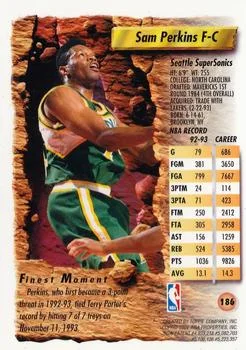 1993-94 Finest Sam Perkins #186 card back image