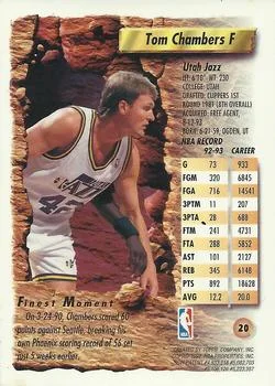 1993-94 Finest Tom Chambers #20 card back image