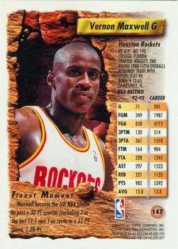 1993-94 Finest Vernon Maxwell #147 card back image