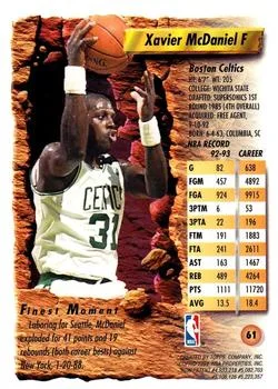 1993-94 Finest Xavier McDaniel #61 card back image