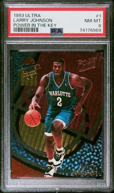 1993-94 Fleer Ultra Larry Johnson Power In The Key #1 card image