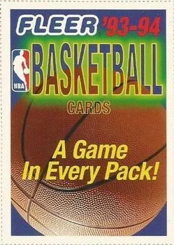 1993-94 Fleer A Game in Every Pack! Perforated Promo Sheet Singles #NNO card image