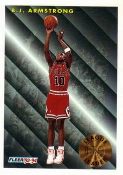 1993-94 Fleer B.J. Armstrong LLThree-Point Field Goal Percentage Leader Variant #221 card image