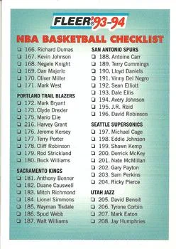 1993-94 Fleer Checklist: 166-240 #240 card image