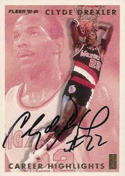 1993-94 Fleer Clyde Drexler AU Clyde Drexler Career Highlights Autographs #5 card image