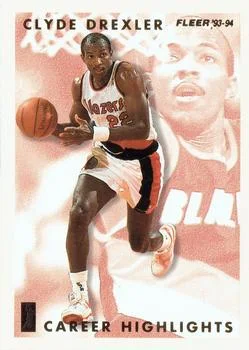 1993-94 Fleer Clyde Drexler EXCHQuotes in Mid-Flight Clyde Drexler Career Highlights #14 card image