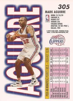 1993-94 Fleer Mark Aguirre Variant #305 card back image