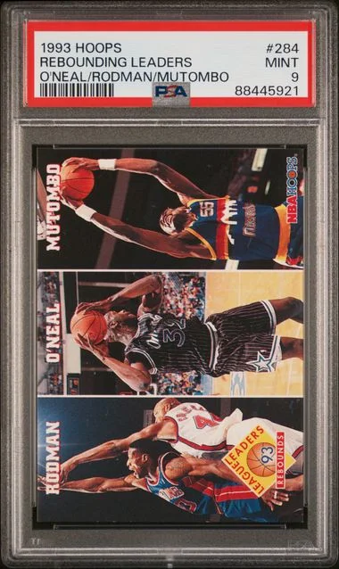 1993-94 Hoops S.O'Neal/D.Rodman/D.Mutombo Rebounding Leaders #284 card image