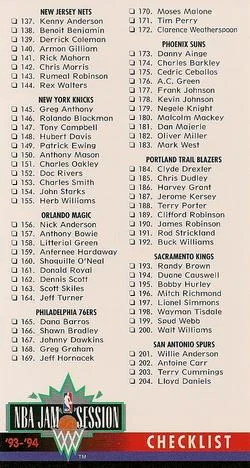 1993-94 Jam Session Checklist: 137-240 and Inserts #240 card image