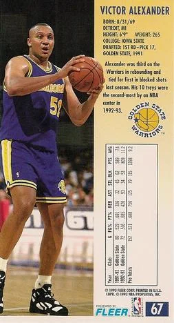 1993-94 Jam Session Victor Alexander Variant #67 card back image