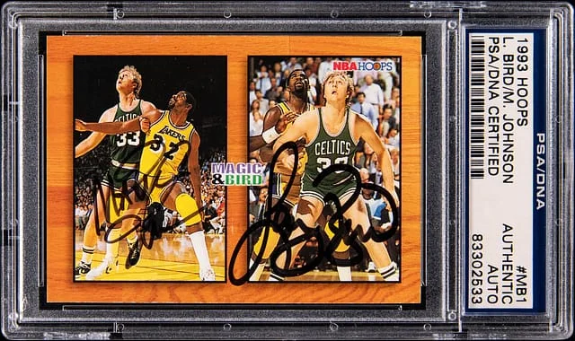 1993-94 Panini Hoops Magic Johnson/Larry Bird #MB1 card image